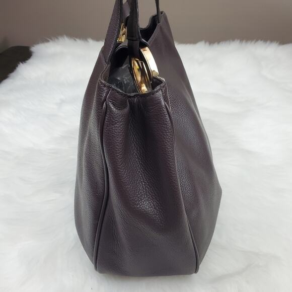 Michael Kors Fulton East West Chocolate Brown Pebbled Leather Tote - Picture 15 of 16